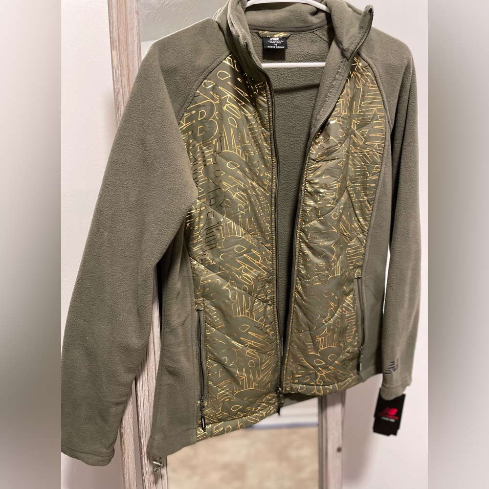 New balance olive green fleece jacket